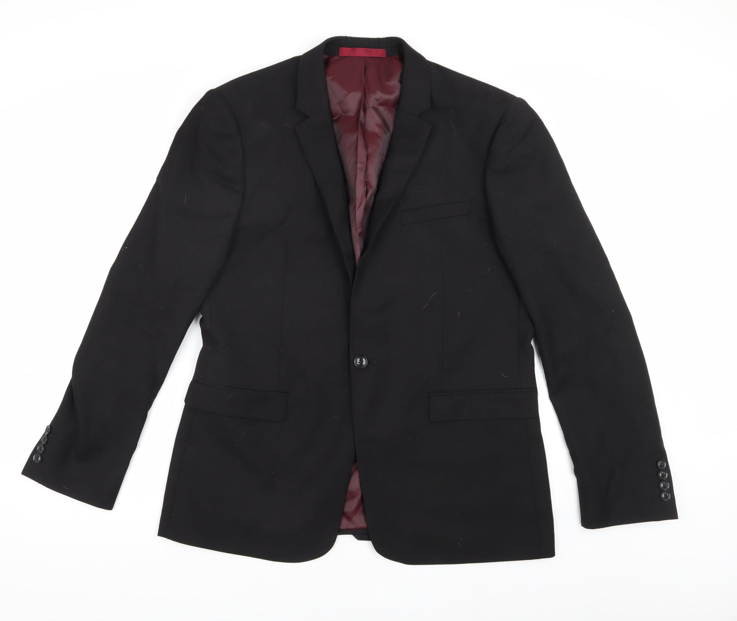 Mens UK Size 44 Topman Regular Black Suit Jacket