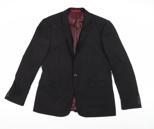 Mens UK Size 44 Topman Regular Black Suit Jacket