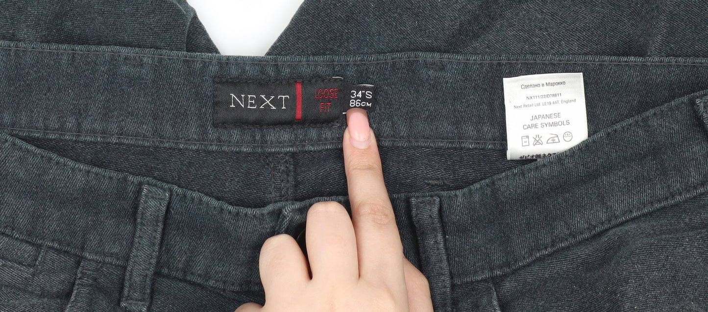 Next Men's Grey Relaxed Trousers - Size 34