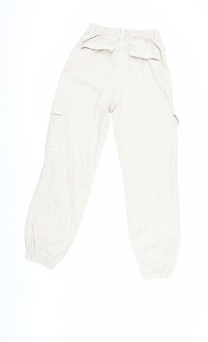 Bershka Women's Beige Cargo Trousers XS
