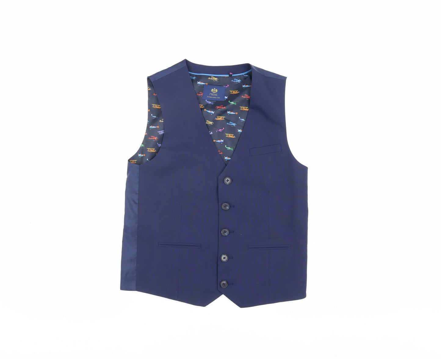 Next Boys Blue Suit Waistcoat, 12 Years, Planes Theme