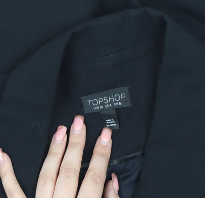 Topshop Women Black Jacket Dress Size 8 Button Sleeveless