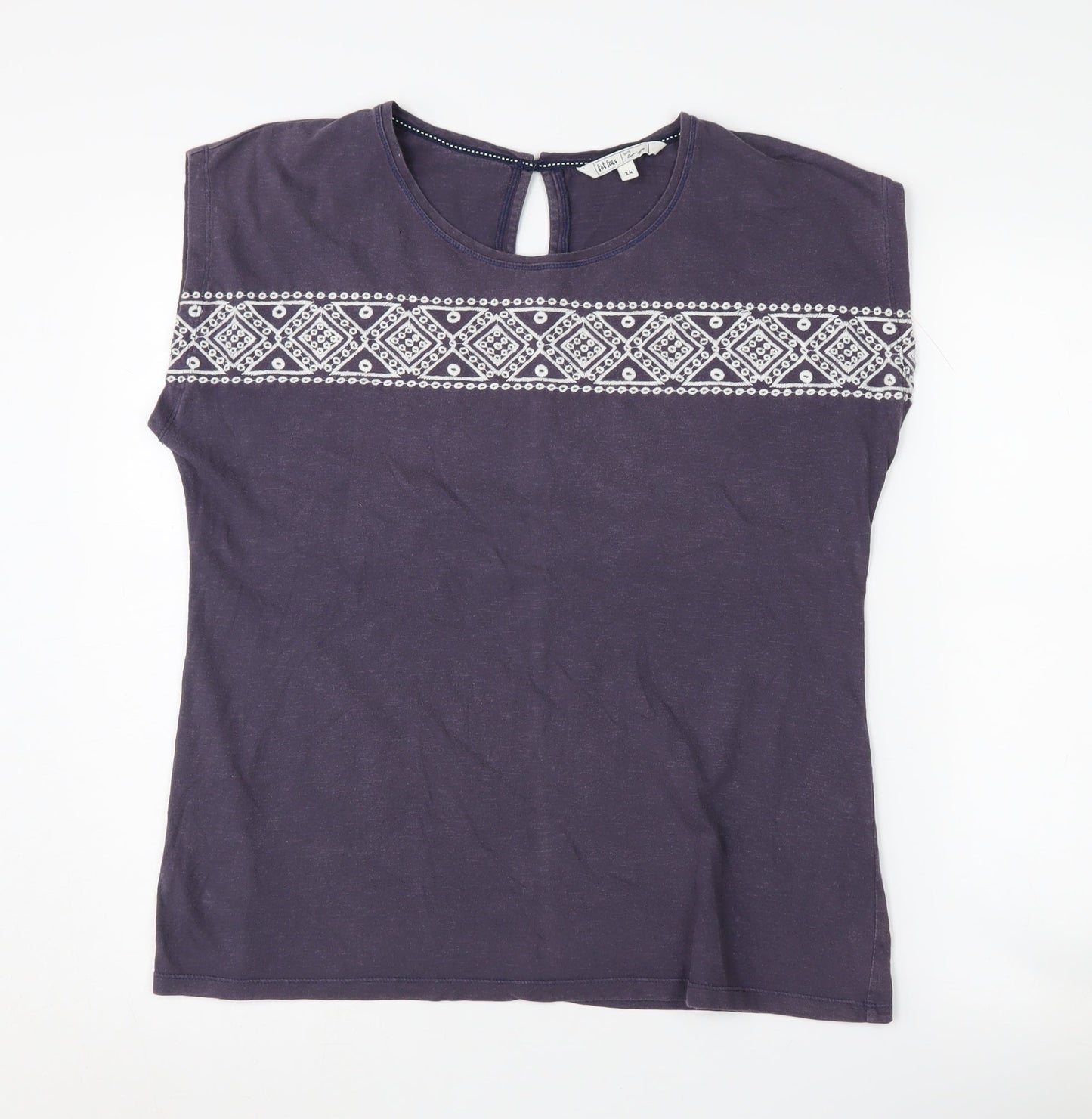 Womens UK Size 14 Fat Face Purple Basic T-Shirt