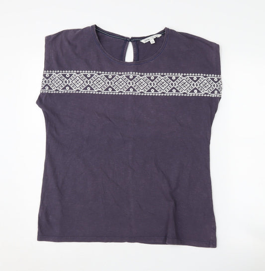 Womens UK Size 14 Fat Face Purple Basic T-Shirt