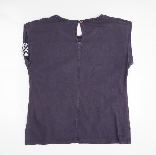 Womens UK Size 14 Fat Face Purple Basic T-Shirt