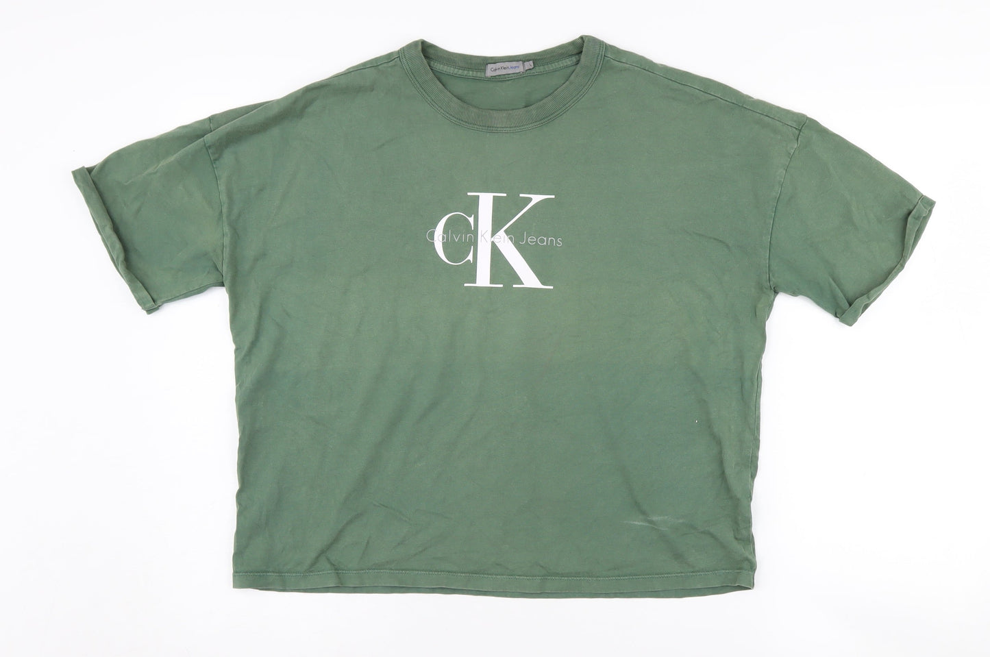 Unisex Adults UK Size L Calvin Klein Jeans Green Basic T-Shirt
