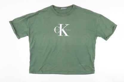 Unisex Adults UK Size L Calvin Klein Jeans Green Basic T-Shirt