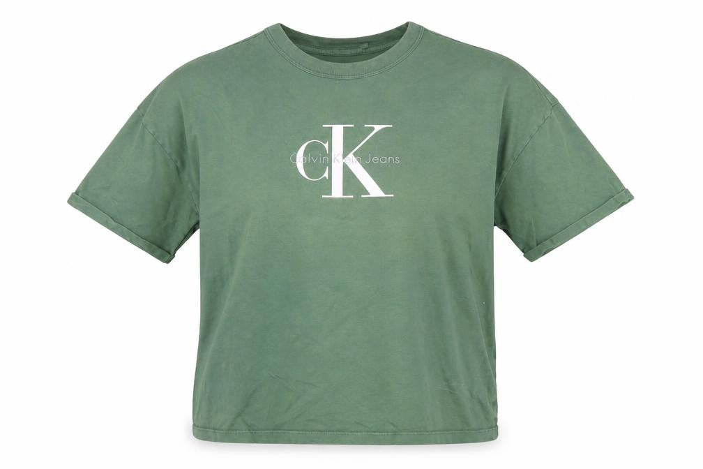 Unisex Adults UK Size L Calvin Klein Jeans Green Basic T-Shirt