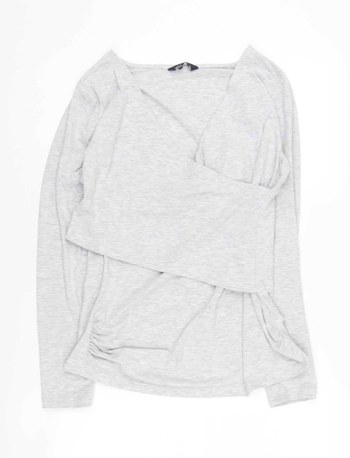 Womens UK Size M Marks and Spencer Grey Wrap Blouse