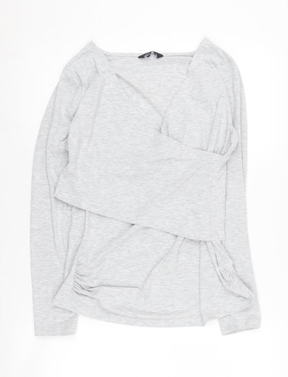 Womens UK Size M Marks and Spencer Grey Wrap Blouse