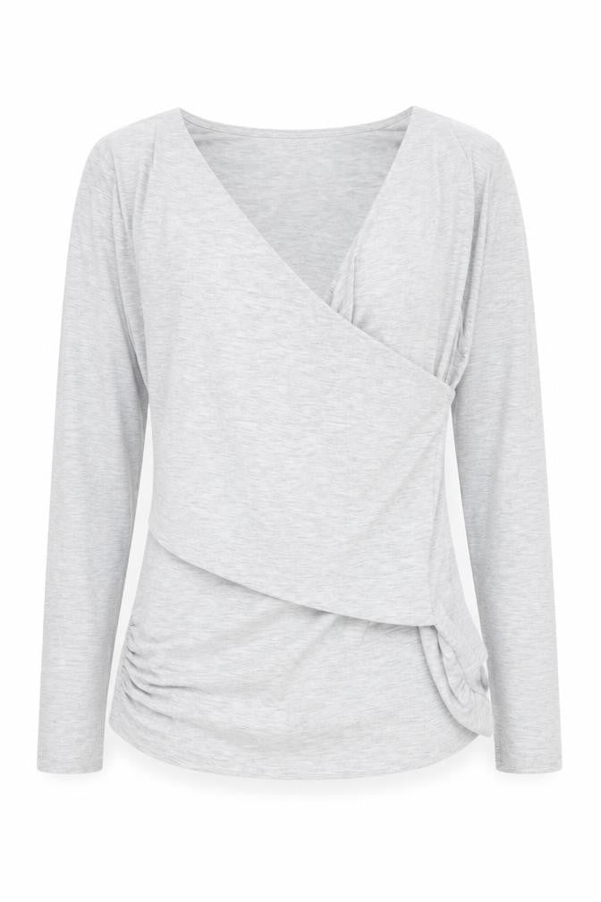 Womens UK Size M Marks and Spencer Grey Wrap Blouse