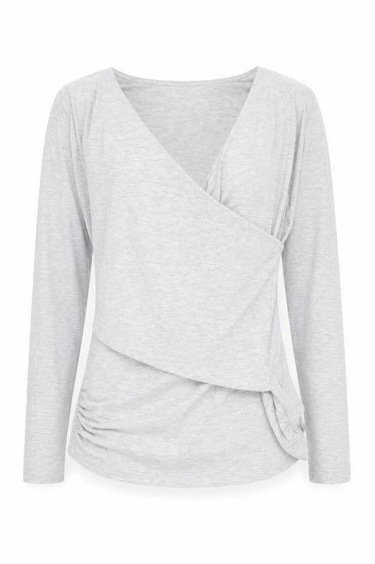 Womens UK Size M Marks and Spencer Grey Wrap Blouse