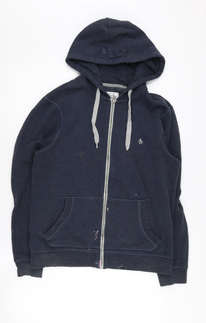 Mens UK Size M Original Penguin Blue Full Zip Hoodie