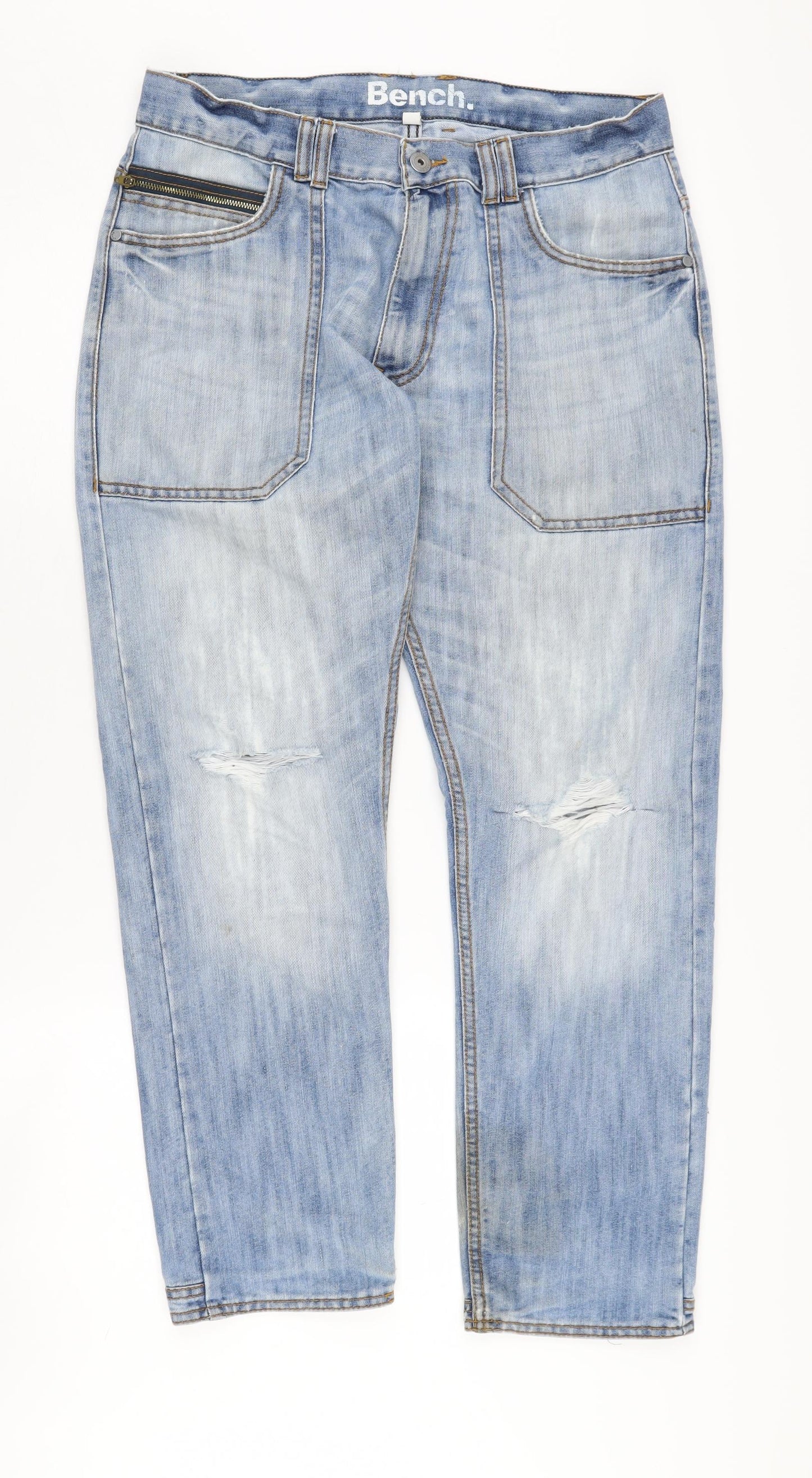 Bench Blue Straight Jeans 32W/30L Unisex Adults