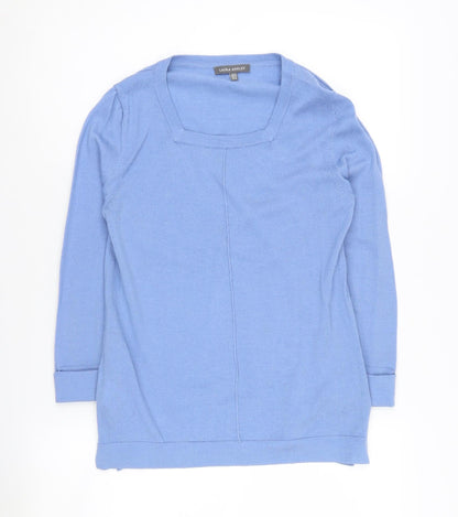 Laura Ashley Women's Blue Merino Wool Jumper, Size 8