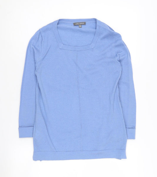 Laura Ashley Women's Blue Merino Wool Jumper, Size 8
