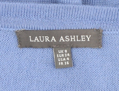 Laura Ashley Women's Blue Merino Wool Jumper, Size 8