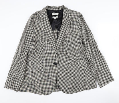 Jaeger Women's Black Check Blazer Size 16 Classic Fit