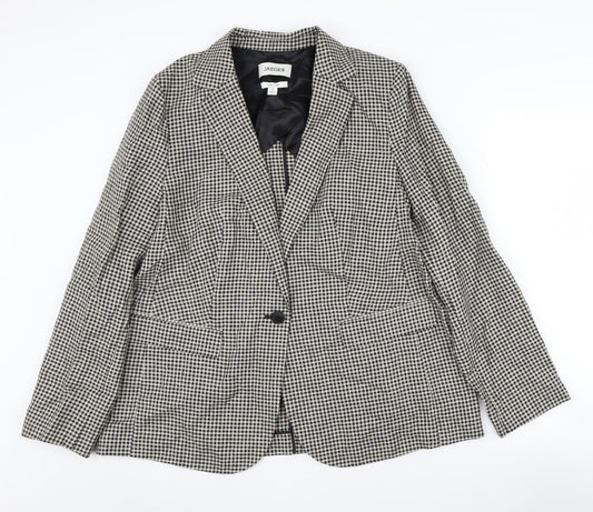 Jaeger Women's Black Check Blazer Size 16 Classic Fit