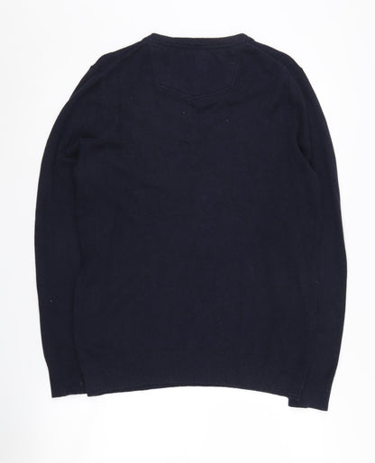 Fat Face Men's Blue Medium Pullover Jumper V-Neck