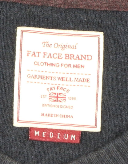 Fat Face Men's Blue Medium Pullover Jumper V-Neck
