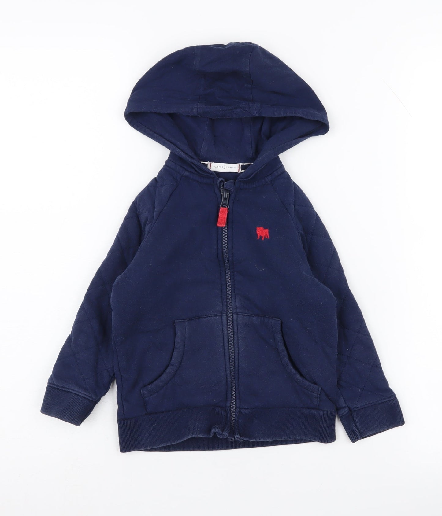 Junior J Boys Blue Full Zip Hoodie 2-3 Years, Logo Accent