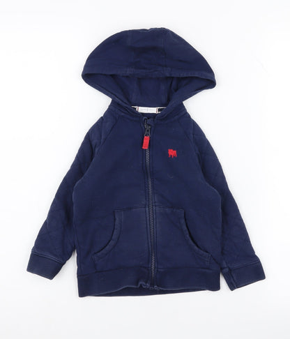 Junior J Boys Blue Full Zip Hoodie 2-3 Years, Logo Accent