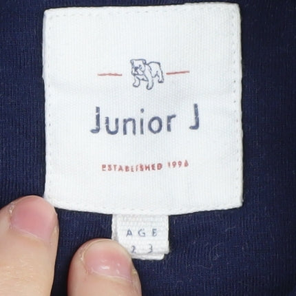 Junior J Boys Blue Full Zip Hoodie 2-3 Years, Logo Accent