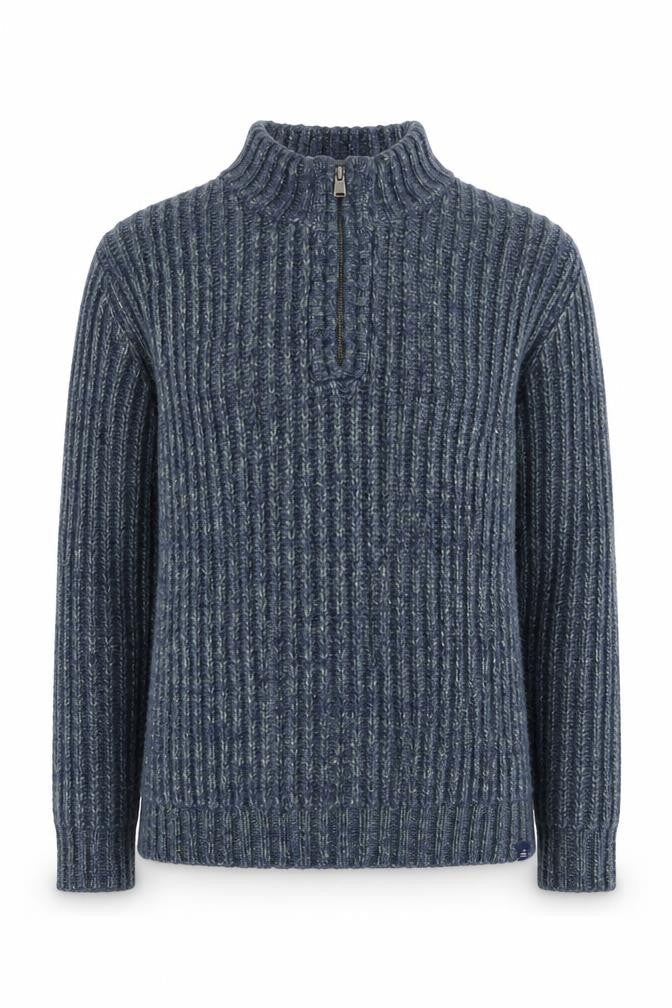 FatFace Womens Blue Mock Neck Jumper S Acrylic Wool Blend