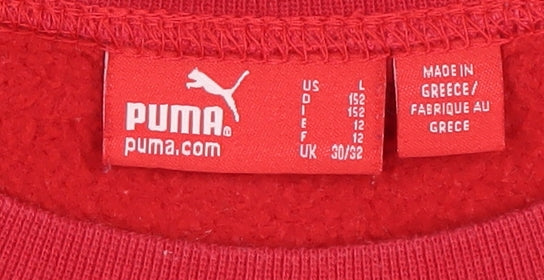 Puma Boys Red Sweatshirt, 12-13 Years, Crew Neck Pullover