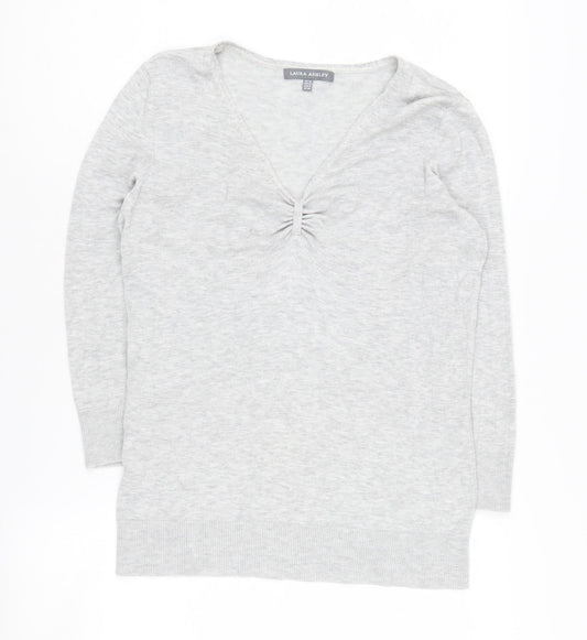 Laura Ashley Women's Grey V-Neck Jumper Size 12