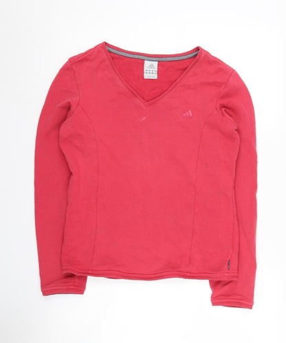 Adidas Women's Red Sweatshirt Size 12, V-Neck Casual