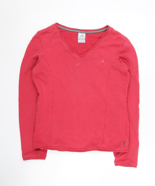 Adidas Women's Red Sweatshirt Size 12, V-Neck Casual