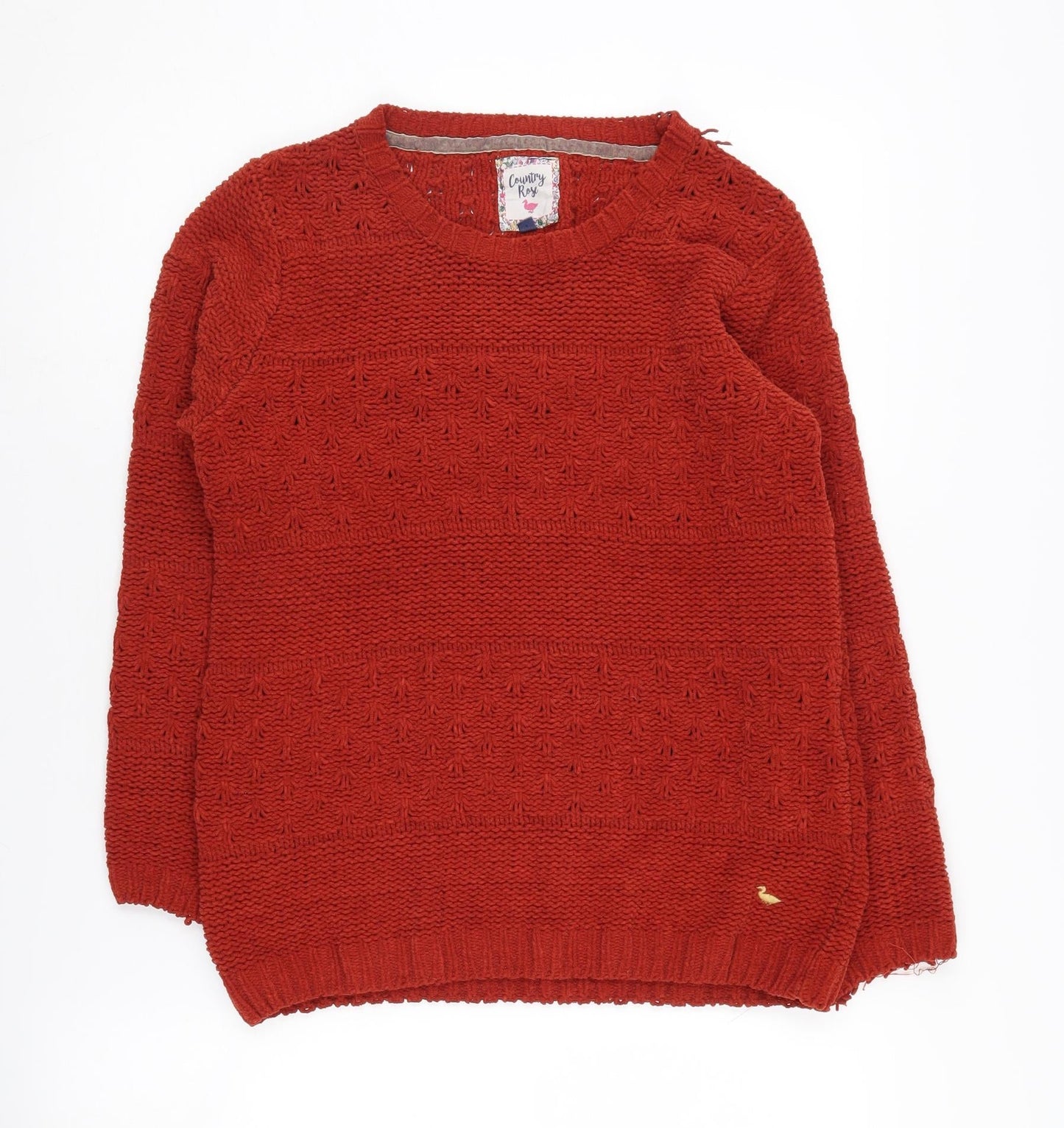 Womens UK Size 8 Country Rose Red Pullover Jumper
