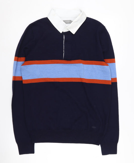 Jaeger Men's Multicoloured Wool Collared Pullover Jumper S