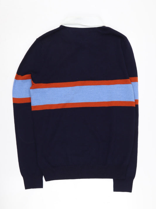 Jaeger Men's Multicoloured Wool Collared Pullover Jumper S