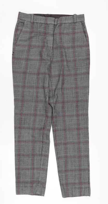 Massimo Dutti Women's Grey Plaid Regular Trousers