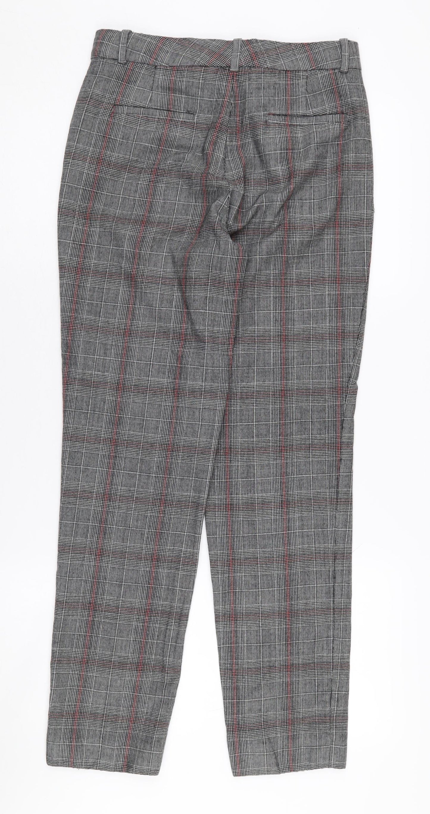 Massimo Dutti Women's Grey Plaid Regular Trousers