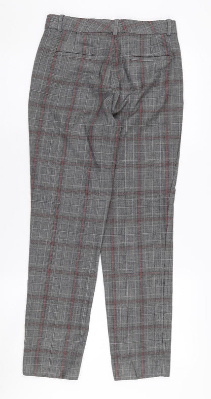 Massimo Dutti Women's Grey Plaid Regular Trousers