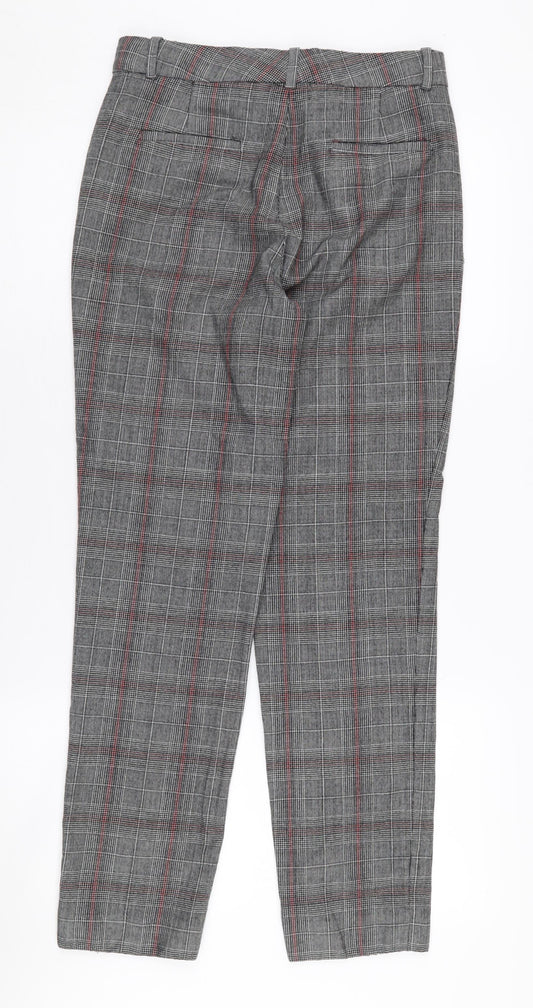 Massimo Dutti Women's Grey Plaid Regular Trousers
