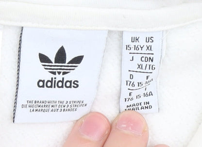 Adidas Boys' Ivory Logo Pullover Hoodie, Size 16, Casual Style