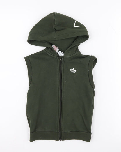 Adidas Boys Green Hooded Zip Jacket 3-4 Years
