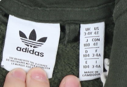 Adidas Boys Green Hooded Zip Jacket 3-4 Years
