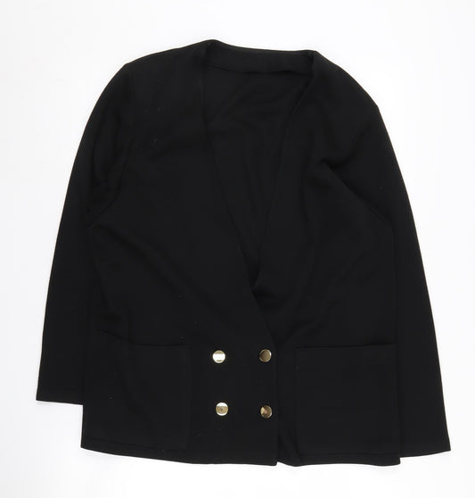 St Michael Women's Black Blazer Size 14 Acrylic Knit