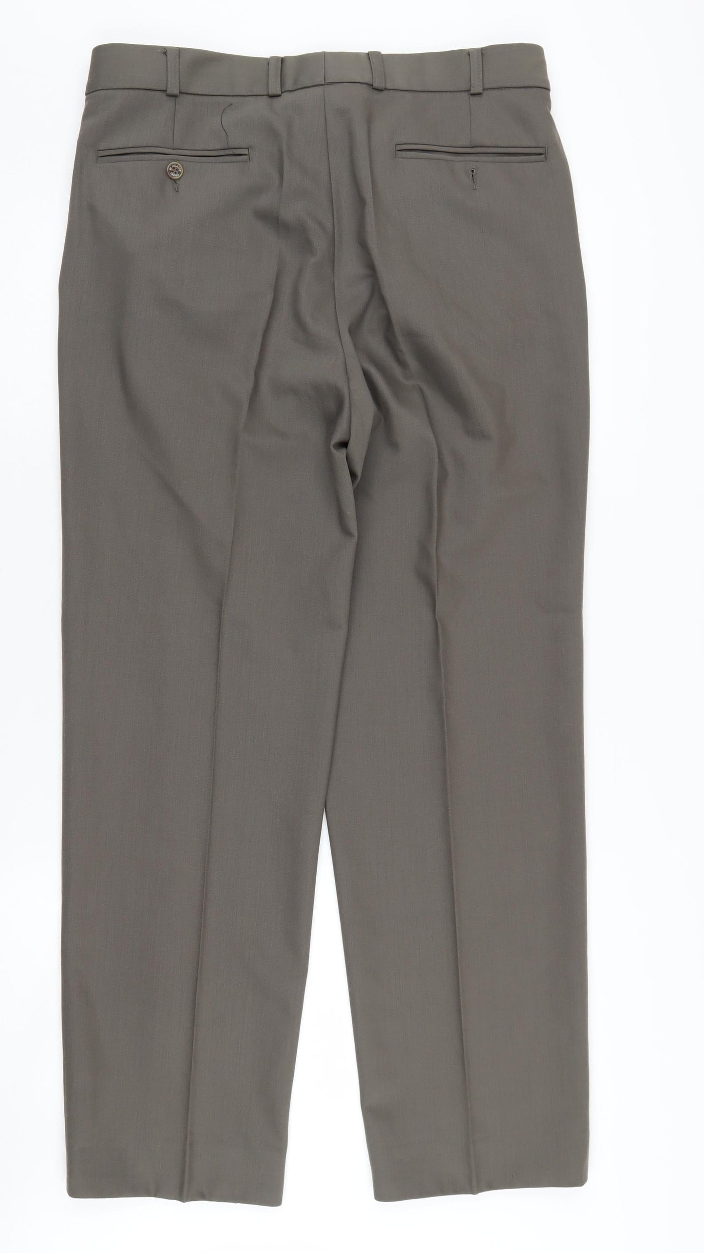 Bruno Saint Hilaire Men's Brown Pleated Trousers, M