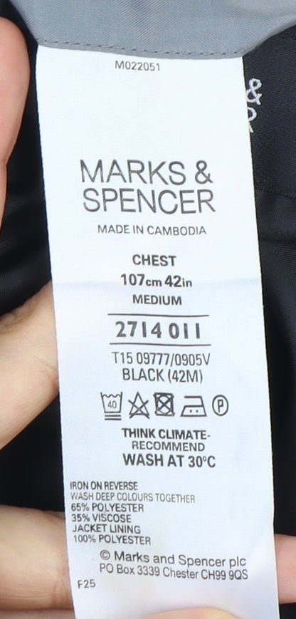Mens UK Size 42 Marks and Spencer Regular Black Suit Jacket