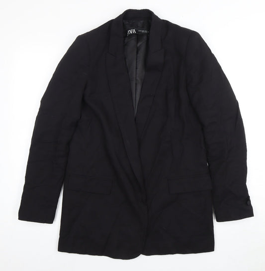 Zara Women's Black Long Blazer, Size 12, Notch Lapel