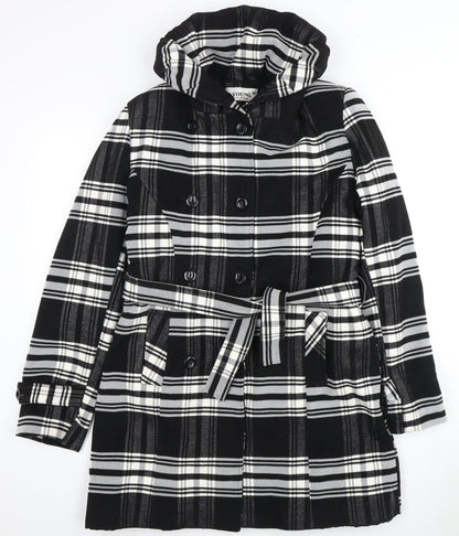 Young Collection Women's Black & White Plaid Coat, Size 8