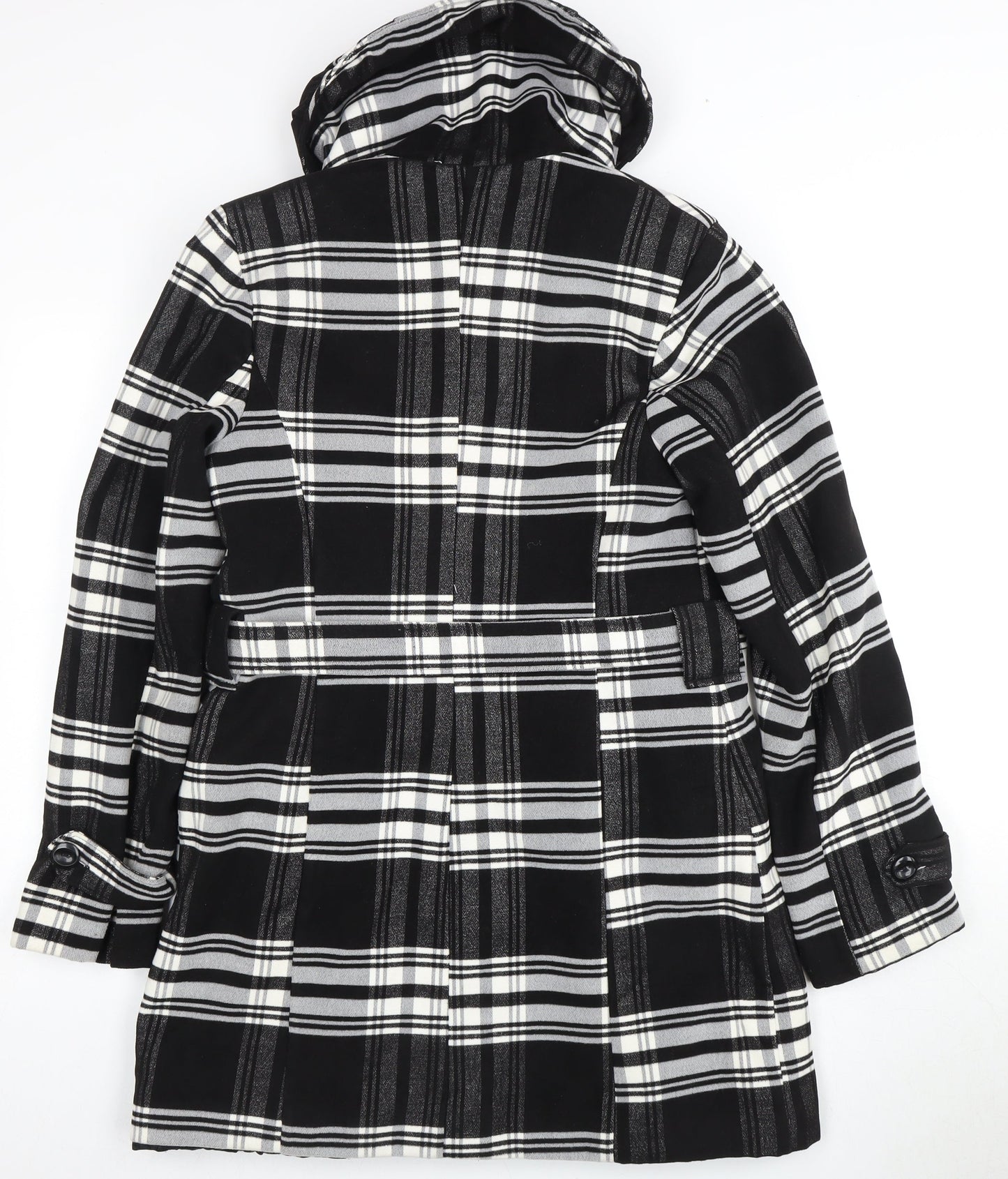 Young Collection Women's Black & White Plaid Coat, Size 8