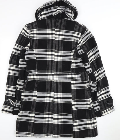 Young Collection Women's Black & White Plaid Coat, Size 8